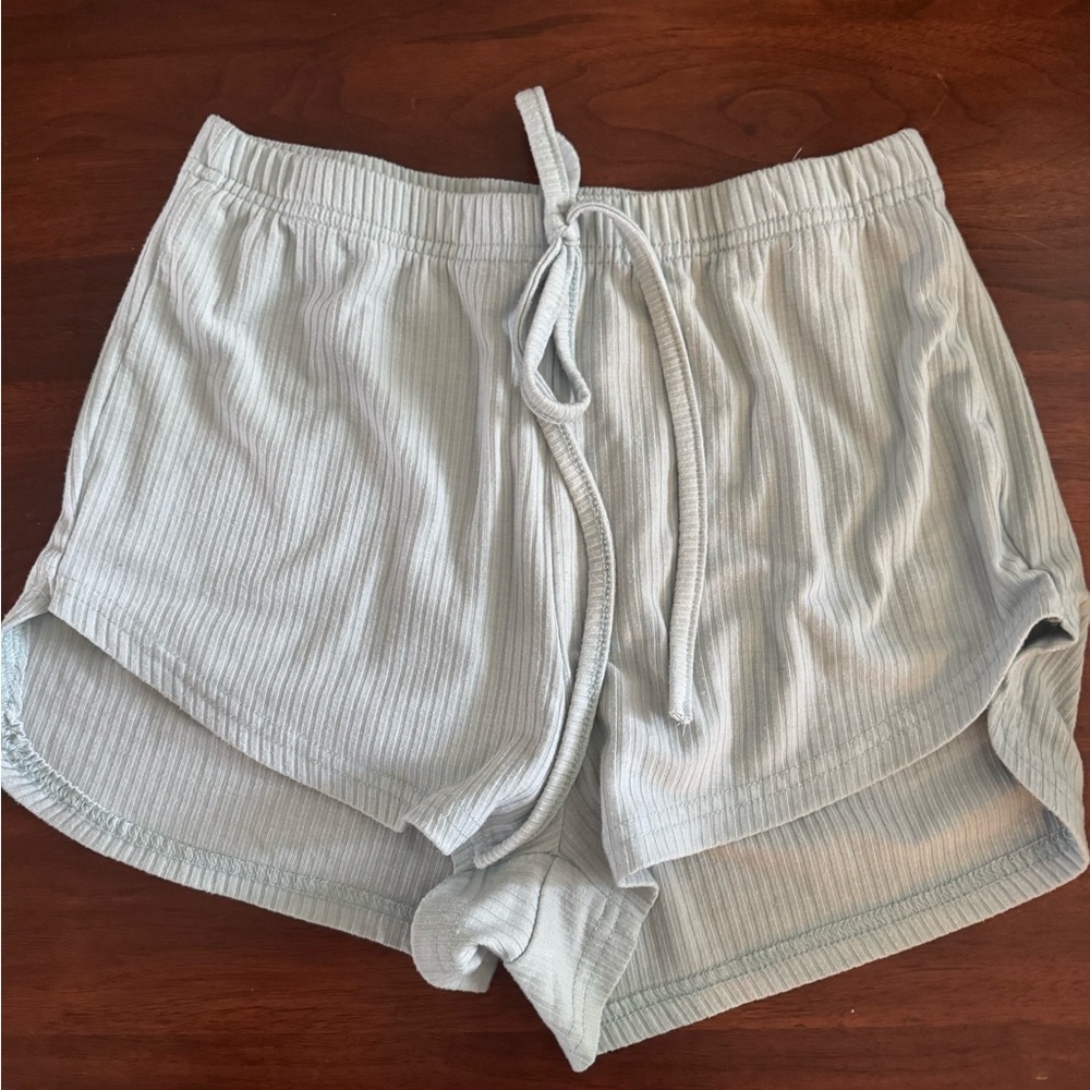 SHEIN Light Teal Ribbed Shorts